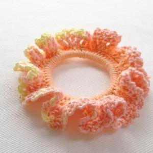 Orange Lemon Popsicle Cotton Hand Crochet Hair Tie