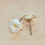 White Frangipani /kemboja Flower Ear Studs