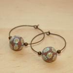 Polymer Clay Beads And Brass Charms Dangle Earring