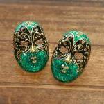Green Phantom Of The Opera Butterfly Mask Earrings