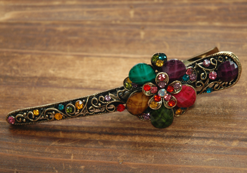Colorful Stones And Rhinestone Blooming Claw Clips