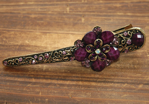 Violet Stones and Rhinestone Butterfly Claw Clips