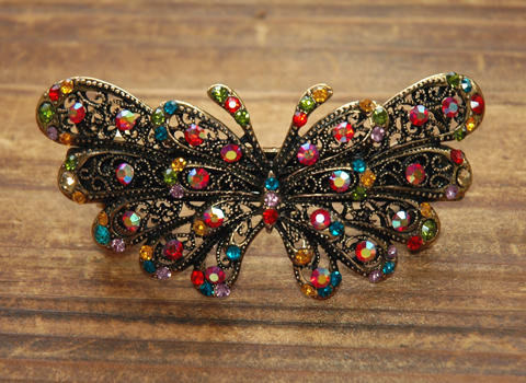 Colorful Rhinestone Butterfly Barrettes Hair Clips