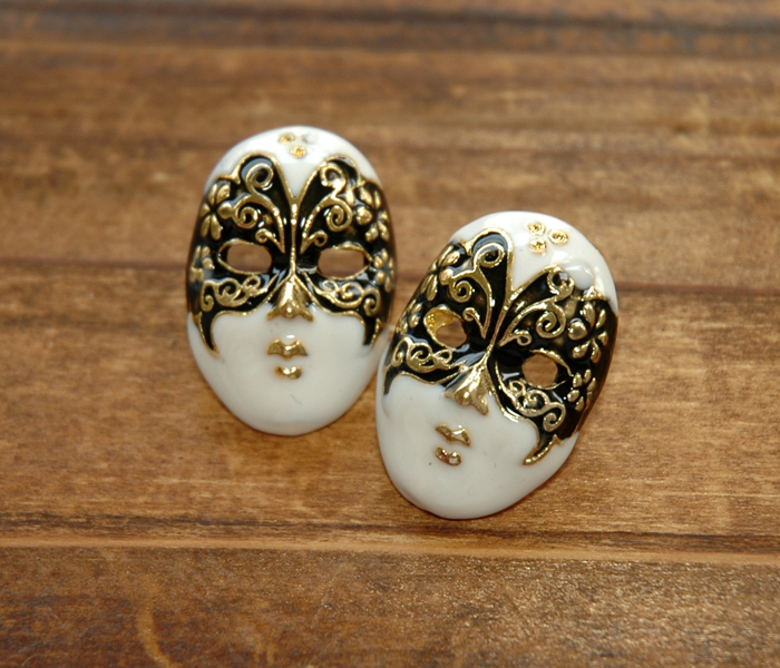 White Phantom Of The Opera Butterfly Mask Earrings